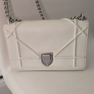 Dior White Crossbody Bag with Chain Strap